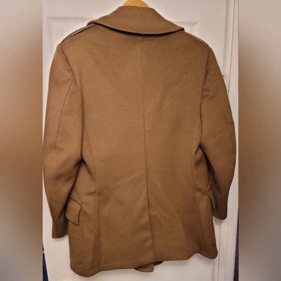 Men's Brown Heavy Wool Green Satin Lining Authentic Military Coat 8 Buttons - Picture 12 of 14